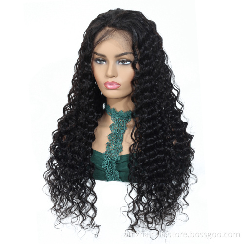 Hot Selling Mink Virgin Peruvian Young Woman Human Hair Wigs Swiss 13X4 Deep Wave Lace Front Human Hair Wig For Black Women